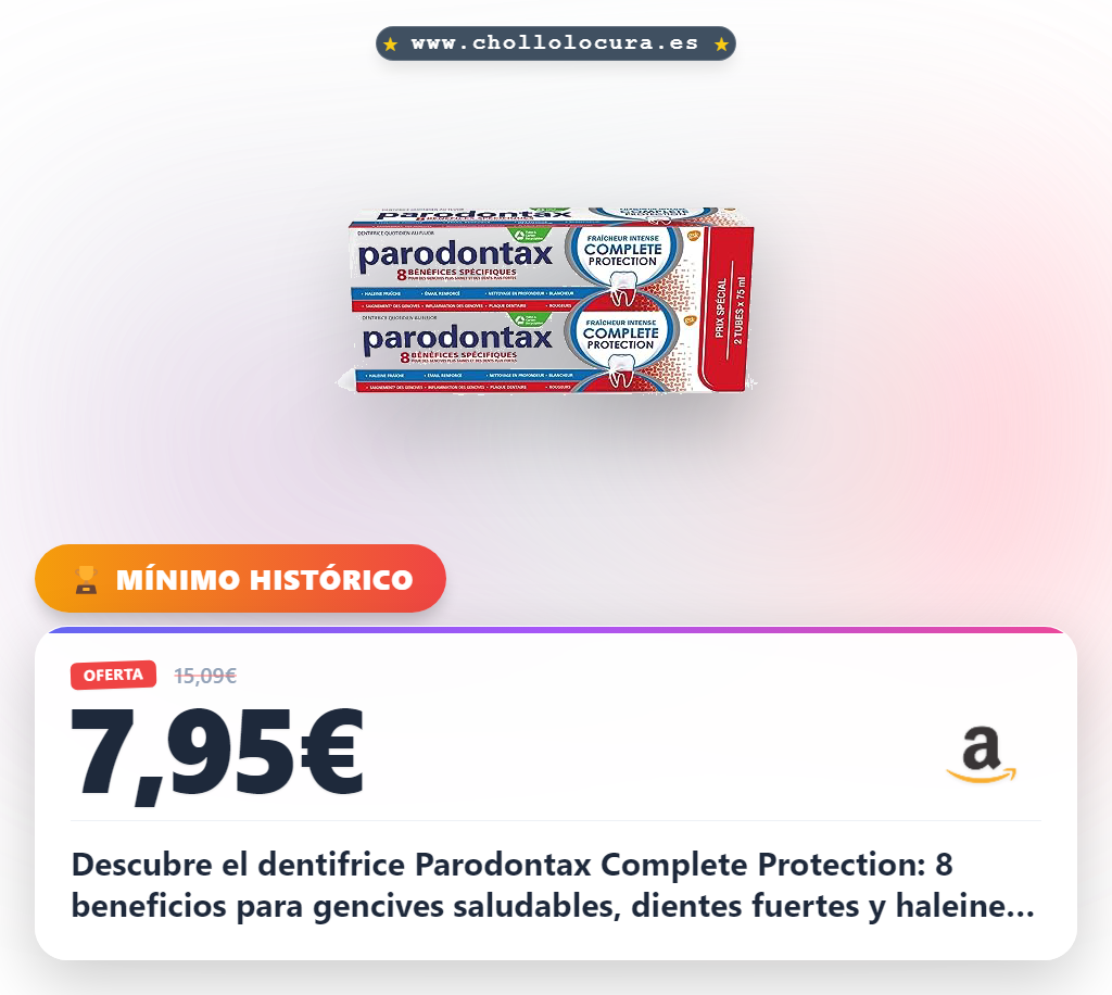 Parodontax Dentifrice Complete Protection Fraîcheur Intense, 8 Bénéfices, Contre le Saignement Occasionnel des Gencives, Format Bitube (2 x 75 ml)