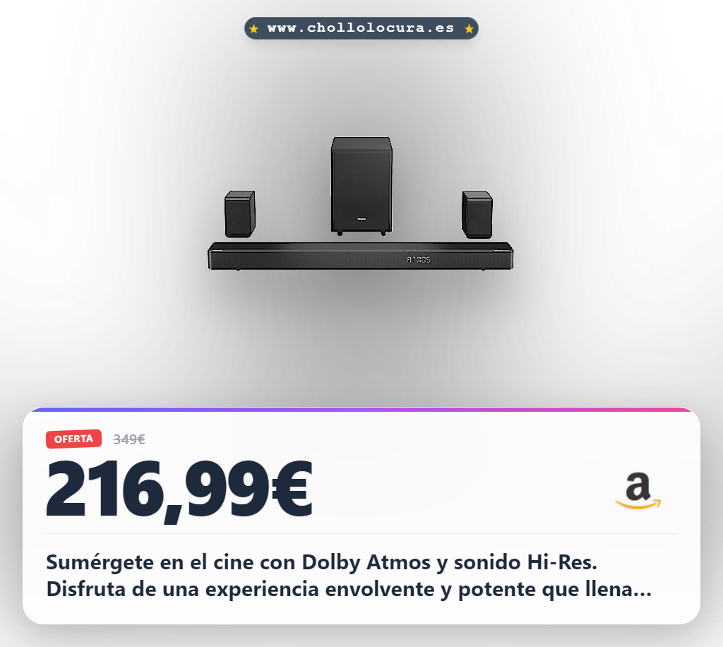 Disfruta del sonido Dolby Atmos con barra Hisense AX5125G y altavoces traseros inalámbricos en oferta
