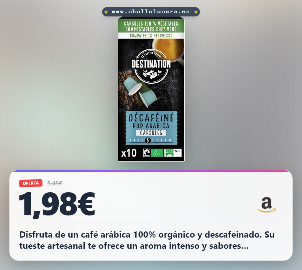 Disfruta de las cápsulas de café descafeinado 100% arábica artesanal y orgánico al mejor precio