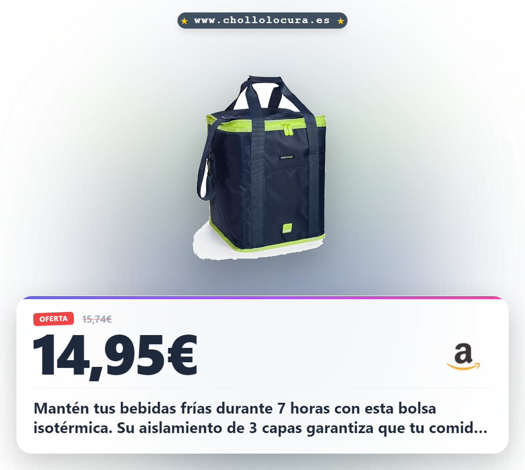 Aprovecha esta bolsa nevera isotérmica de 30 litros plegable a precio de chollo con aislamiento de 3 capas