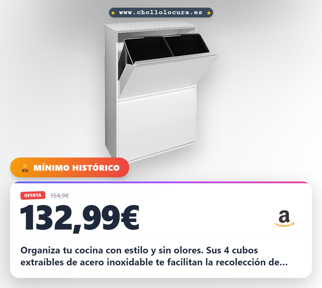 Aprovecha este cubo de basura acero inoxidable 4 compartimentos para cocina al mejor precio en oferta