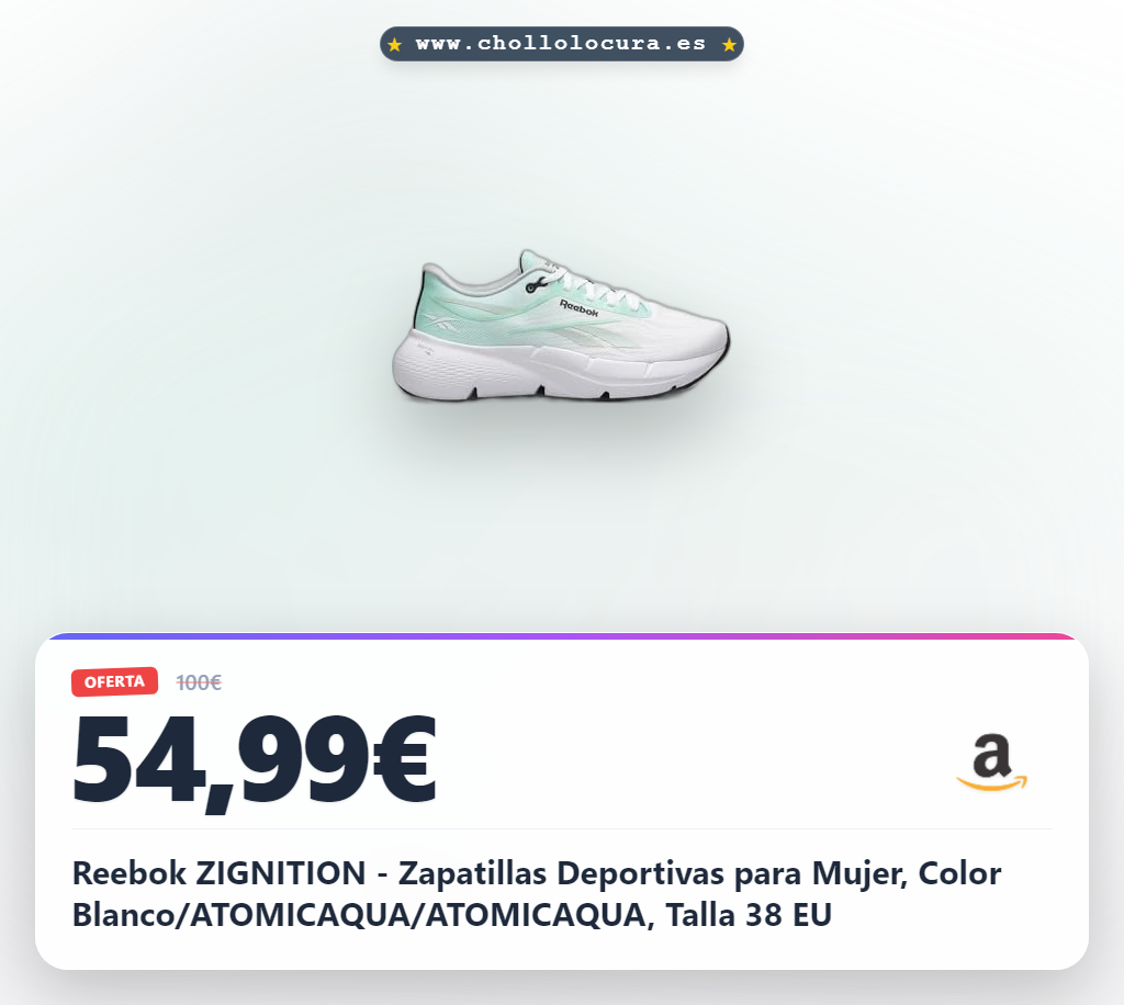 Aprovecha las Zapatillas Reebok ZIGNITION para mujer con amortiguación EVA y diseño transpirable a precio de chollo