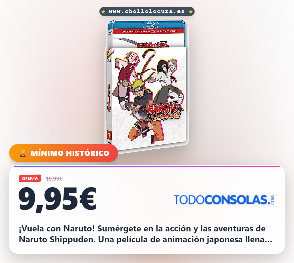 Aprovecha Naruto Shippuden Película Blu-ray: Acción y aventuras de Naruto en oferta histórica