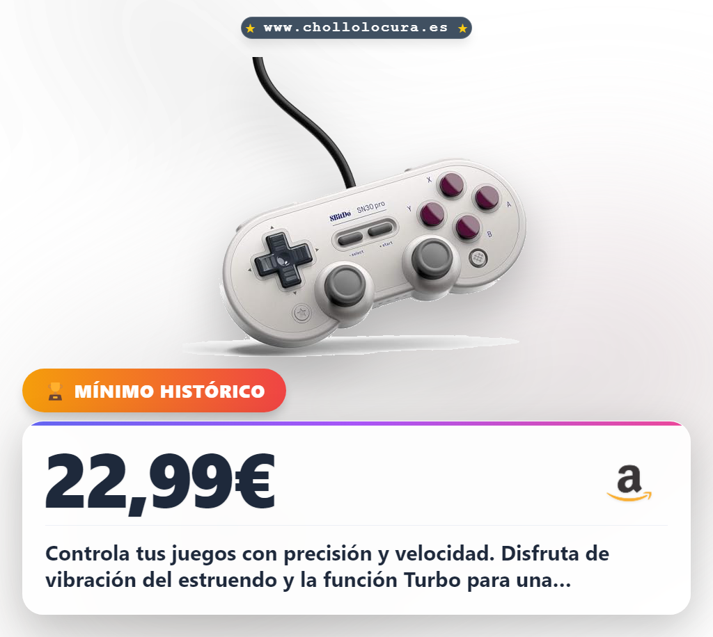 Consigue el mando USB 8Bitdo SN30 Pro G Edition para Nintendo Switch con vibración y Turbo