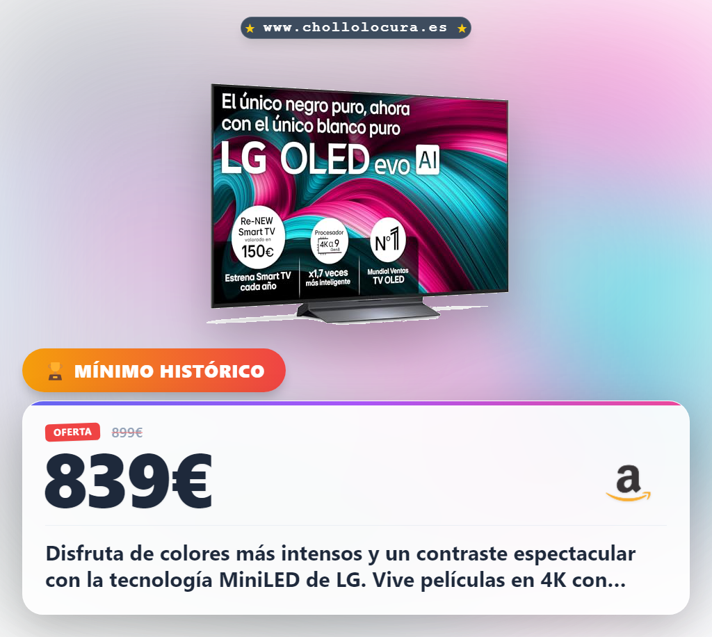 Disfruta el Smart TV OLED 4K LG con MiniLED y AI para gaming y cine en oferta histórica