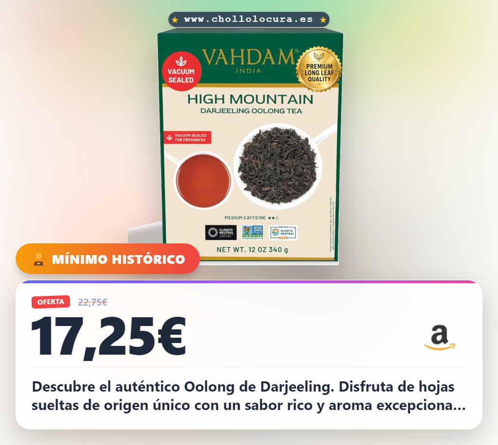 Aprovecha el Té Oolong de Darjeeling de India en hojas sueltas de origen único a precio de chollo
