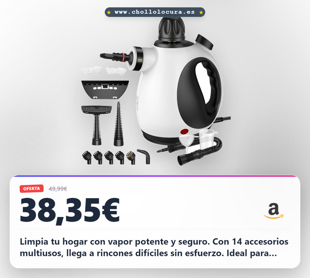 Aprovecha esta vaporeta portátil con 14 accesorios para una limpieza profunda en casa al mejor precio