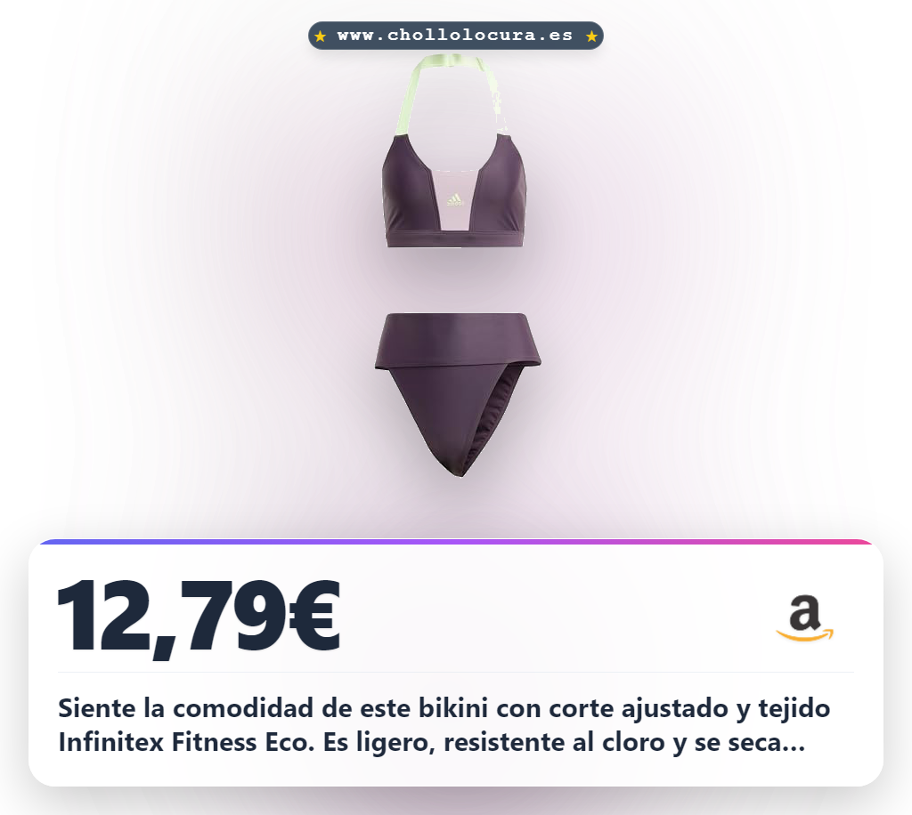 Aprovecha este bikini adidas mujer colorblock ajuste ajustado con nailon reciclado y tejido Infinitex Fitness Eco resistente al cloro