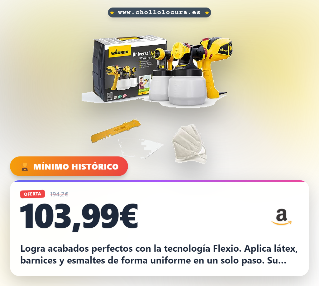 Aprovecha el pulverizador W 590 FLEXiO con tecnología Flexio para pintura uniforme de látex y esmaltes al mejor precio