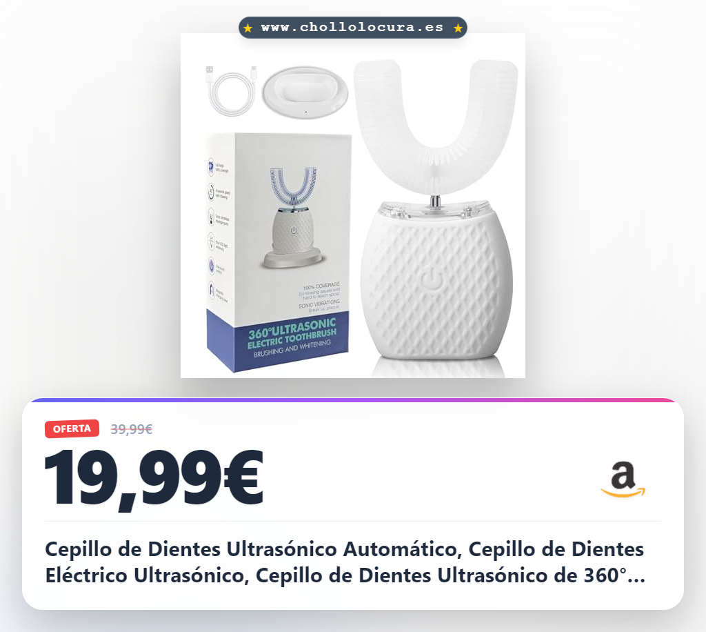 Cepillo de Dientes Ultrasónico Automático, Cepillo de Dientes Eléctrico Ultrasónico, Cepillo de Dientes Ultrasónico de 360° para Adultos (Blanco)