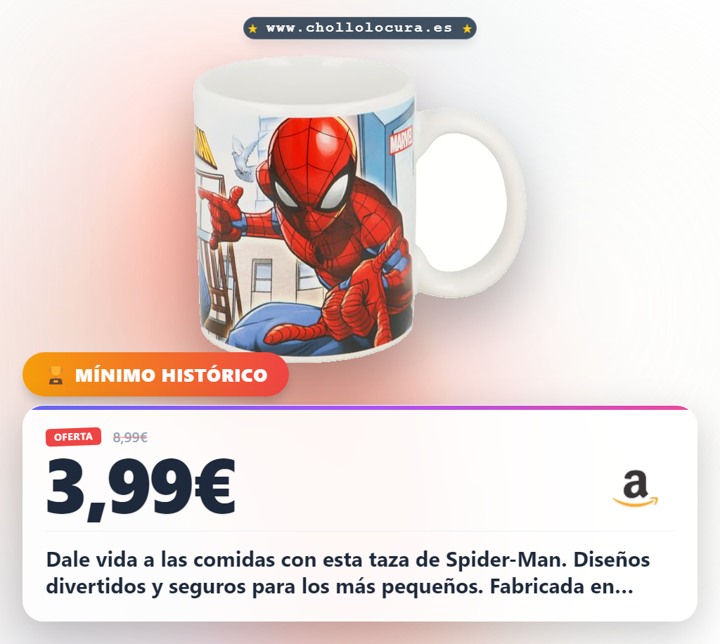 Aprovecha la taza de cerámica Spider-man de 325 ml con diseños divertidos y coloridos para disfrutar en familia