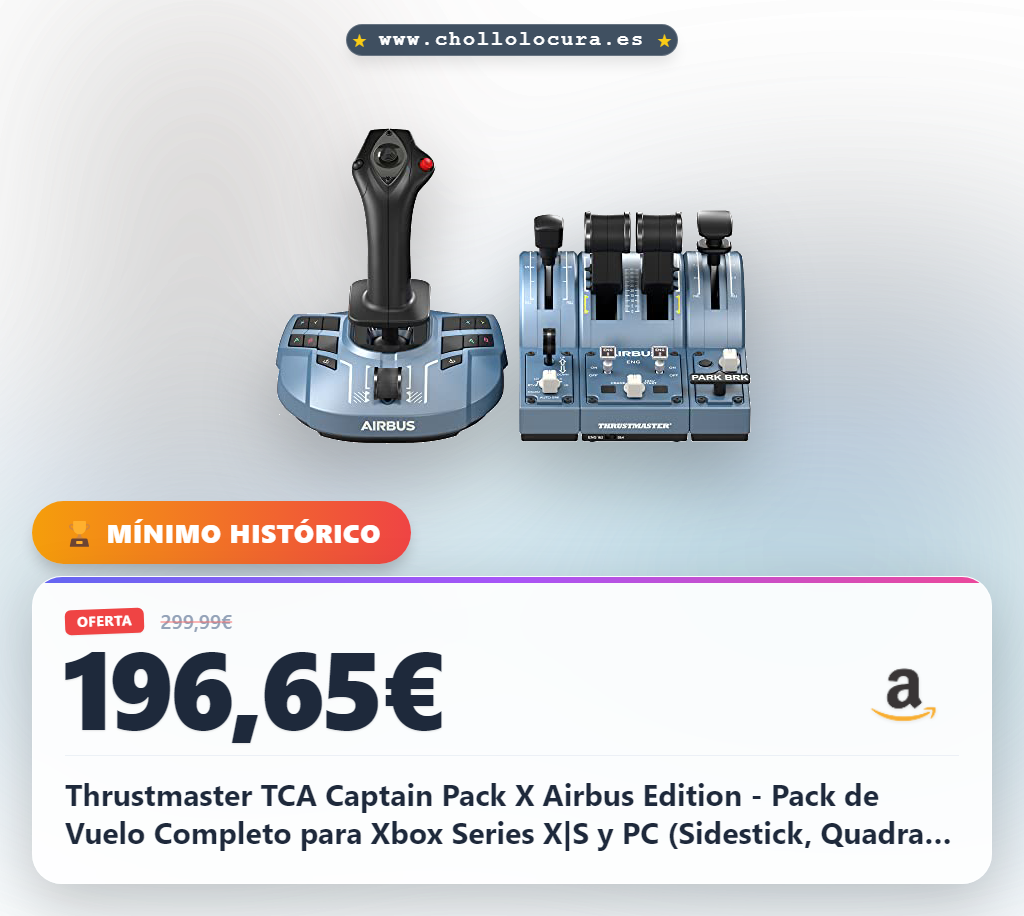Thrustmaster TCA Captain Pack X Airbus Edition - Pack de Vuelo Completo para Xbox Series X|S y PC (Sidestick, Quadrant y Add-ons, Licencia Oficial Airbus) Azul/Negro para Xbox One