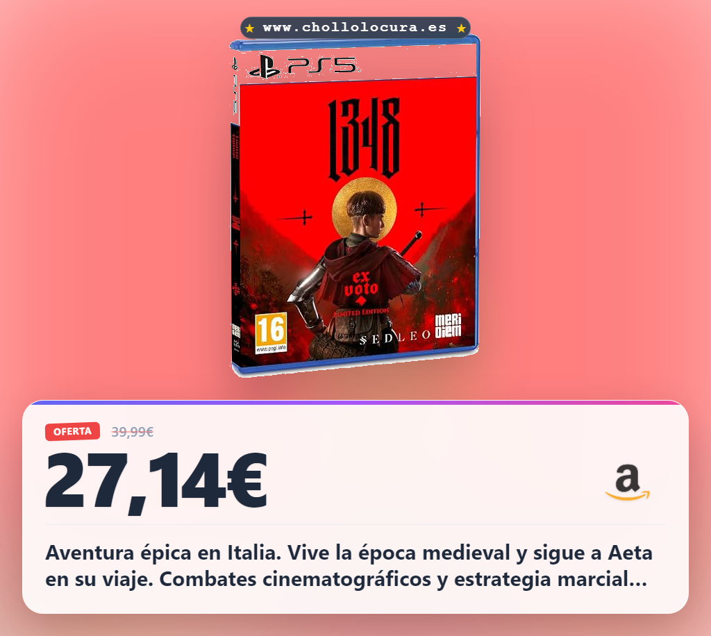 Aprovecha 1348 EX VOTO PS5: aventura medieval en Italia y combates cinemáticos al mejor precio