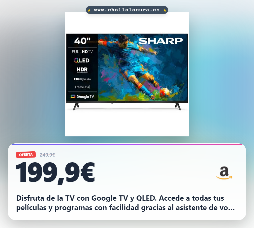 Consigue TV QLED 40 pulgadas Google TV con Chromecast y asistente de voz al mejor precio