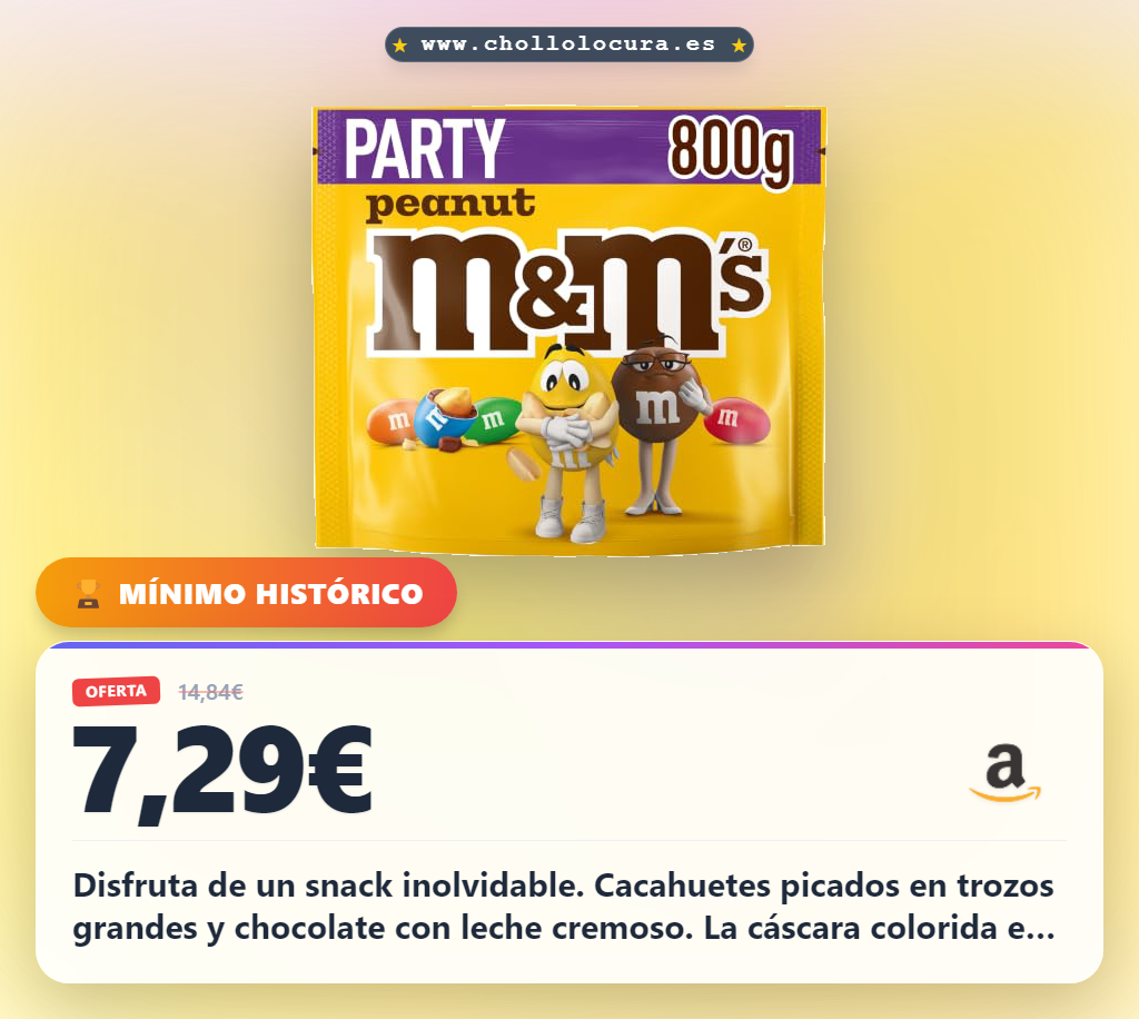 Disfruta tu snack de cacahuete y chocolate con leche en oferta: 800g de M&M's para compartir