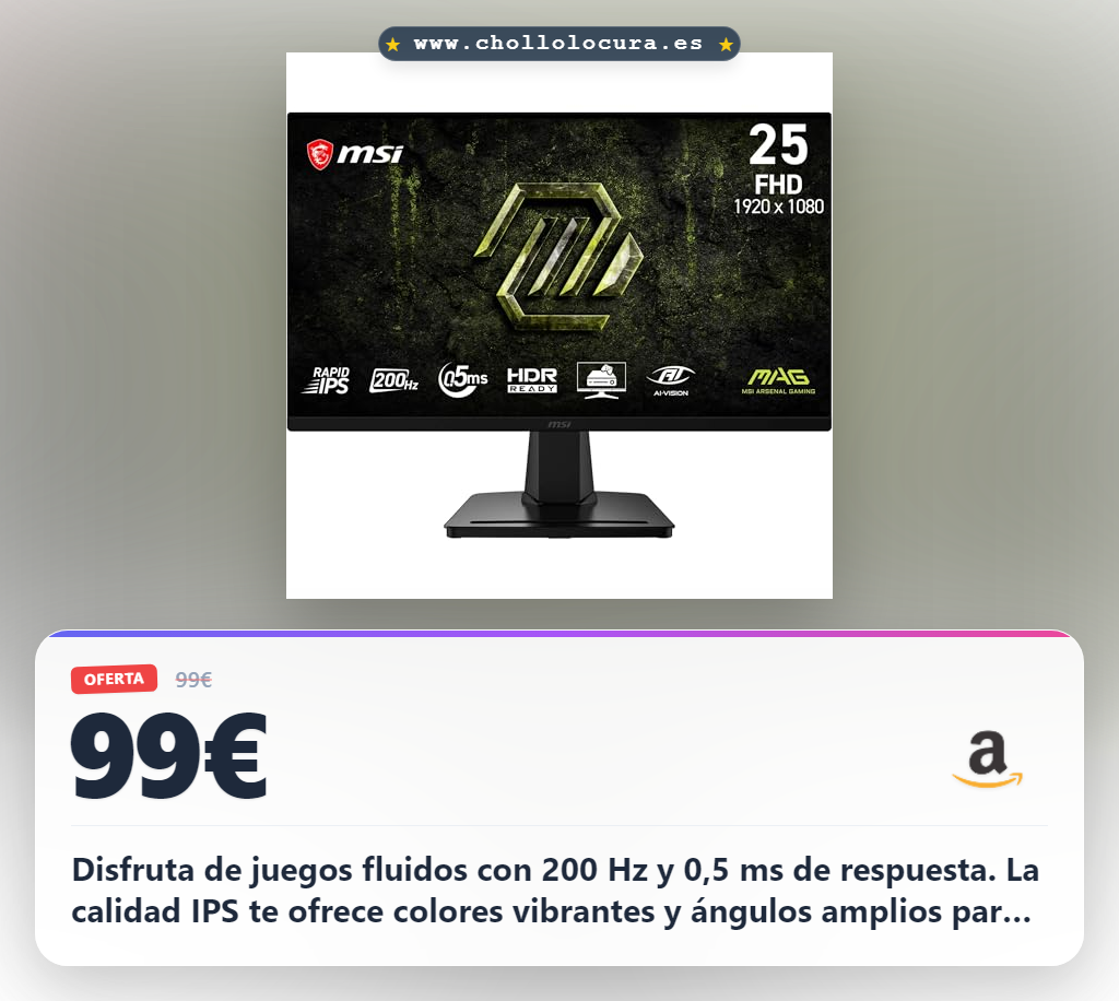 Consigue el monitor gaming MSI MAG 256FA E20 24,5 pulgadas 200 Hz con panel Rapid IPS y HDR al mejor precio