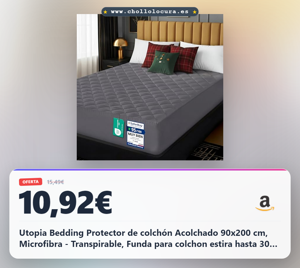 ¡Protector de colchón acolchado 90x200 cm! Estirable hasta 30 cm, suave, transpirable y duradero. ¡Cómpralo ahora!