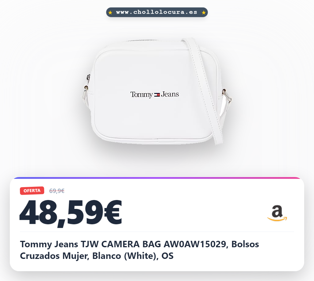 Tommy Jeans TJW CAMERA BAG AW0AW15029, Bolsos Cruzados Mujer, Blanco (White), OS