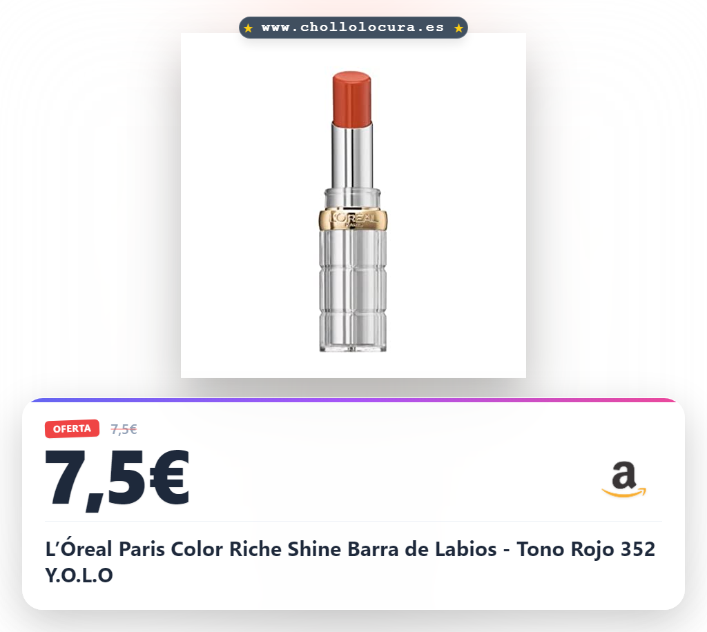 L’Óreal Paris Color Riche Shine Barra de Labios - Tono Rojo 352 Y.O.L.O
