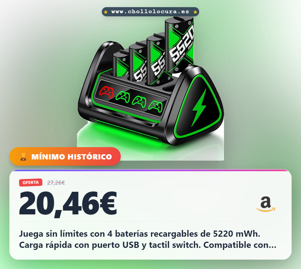 Batería para controlador de Xbox con 4 baterías recargables de 5220 mWh para Xbox One/Xbox Series X/S, batería para Xbox One, estación de carga con interruptor táctil y puerto de carga USB, paquete de para Xbox One