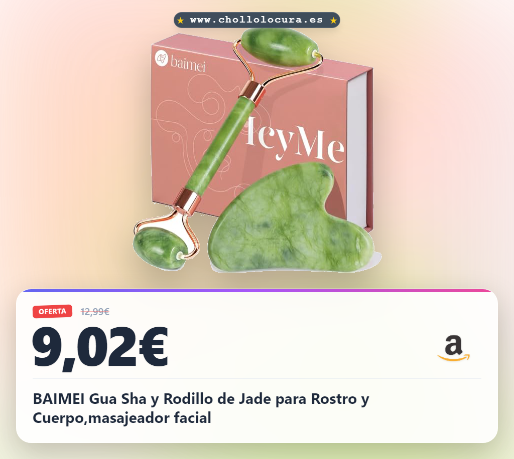 BAIMEI Gua Sha y Rodillo de Jade para Rostro y Cuerpo,masajeador facial
