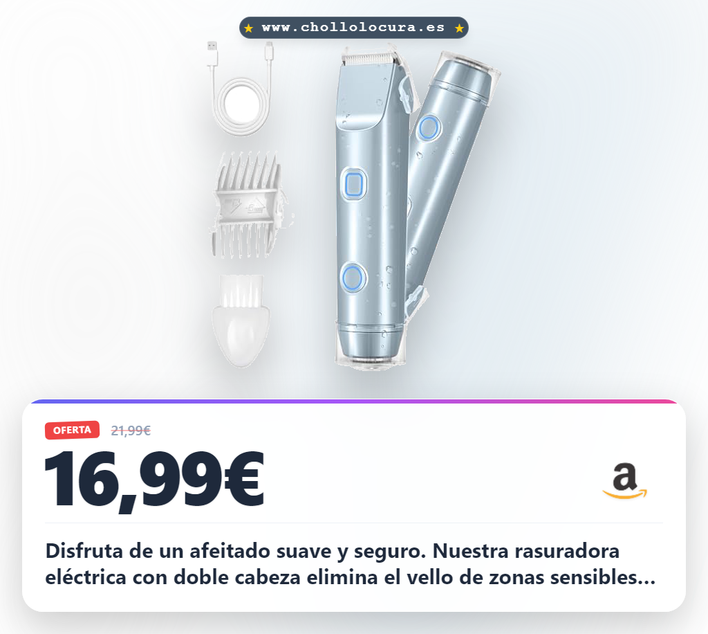 Aprovecha la afeitadora eléctrica doble cabeza para mujer. Recortadora impermeable para bikini, axilas y cara sin irritación