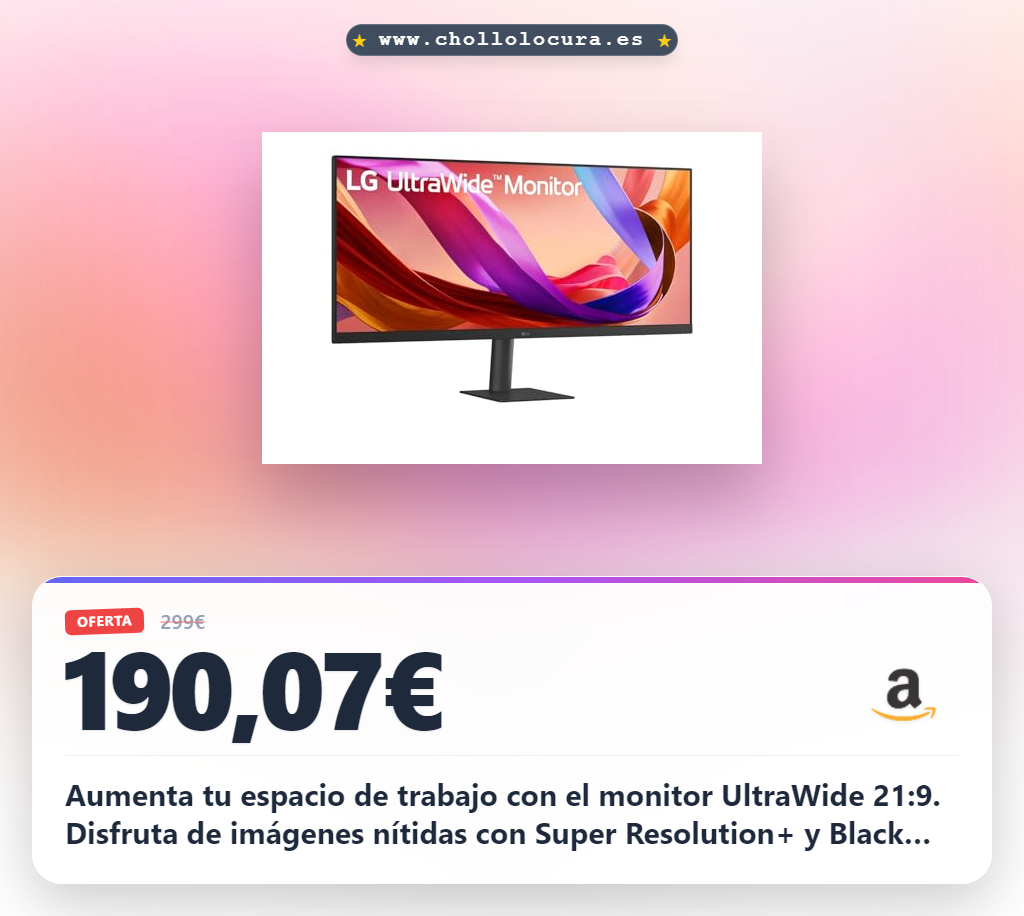 Aprovecha el monitor UltraWide LG 34U511A-B 21:9 UWFHD con Super Resolution+ y Dual Controller en oferta