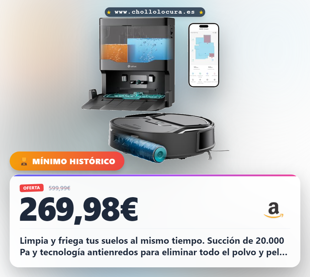 Aprovecha el robot Lefant M210 Omni aspirador y fregasuelos con succión 20000 Pa y sistema sin enredos