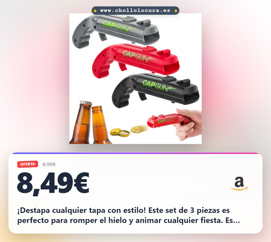 Aprovecha este set de 3 abridoras cap gun divertidas para fiestas y barbacoas con mejor precio