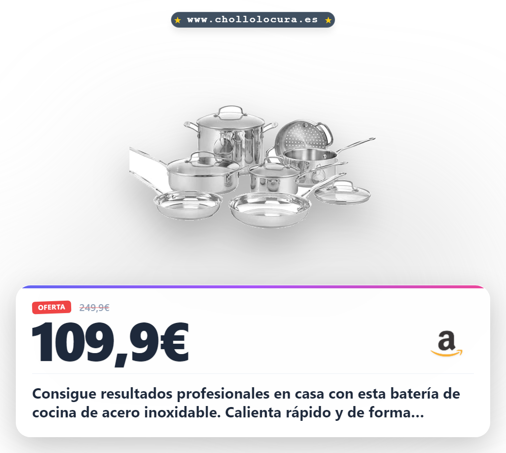 Aprovecha este set de 11 piezas de batería de cocina profesional en oferta histórica