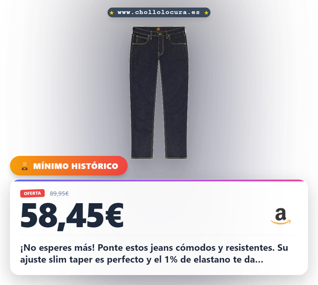 Ahorra en estos jeans cómodos y resistentes con ajuste slim taper a precio de chollo hoy en oferta histórica al mejor precio del año.