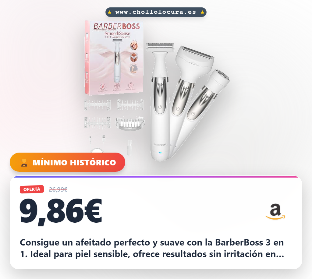 Aprovecha la afeitadora eléctrica BarberBoss 3 en 1 inalámbrica para mujer con piel sensible en oferta histórica