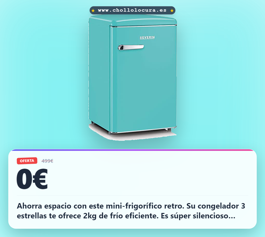 Obtén este mini frigorífico retro de 108 L con 3 estrellas y LED en oferta histórica a precio de chollo
