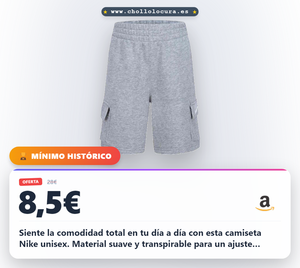 Aprovecha esta camiseta NIKE unisex para hombre y mujer con pantalón corto en oferta histórica