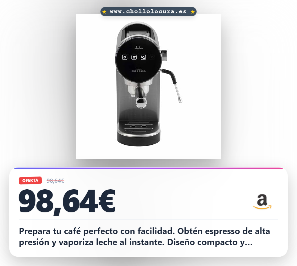 Aprovecha la cafetera Express manual JATA JECA2300 con vaporizador y depósito extraíble al mejor precio de oferta
