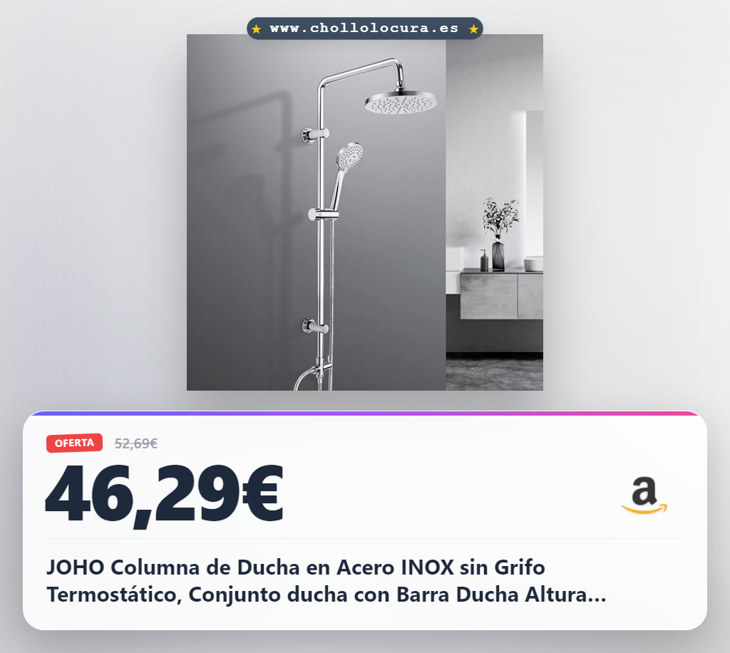 Descubre la Columna de Ducha en Acero INOX con cabezal lluvia y mano ajustable, ¡tu set premium en oferta!