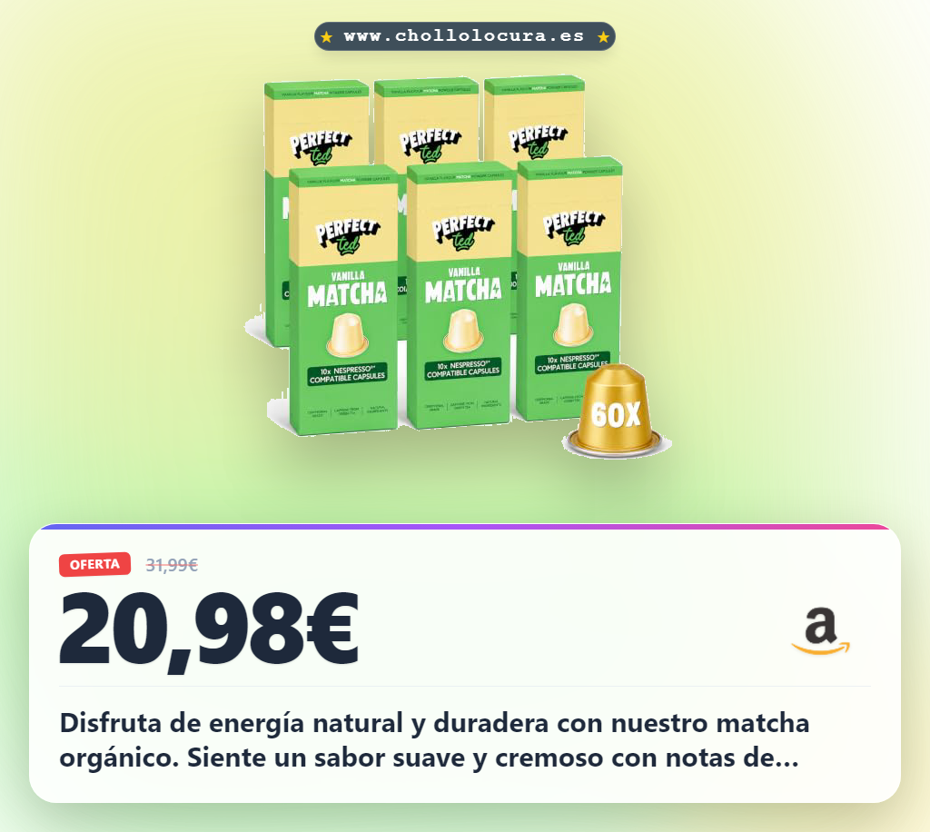 Disfruta cápsulas de Matcha Vainilla Nespresso orgánicas y veganas al mejor precio de chollo