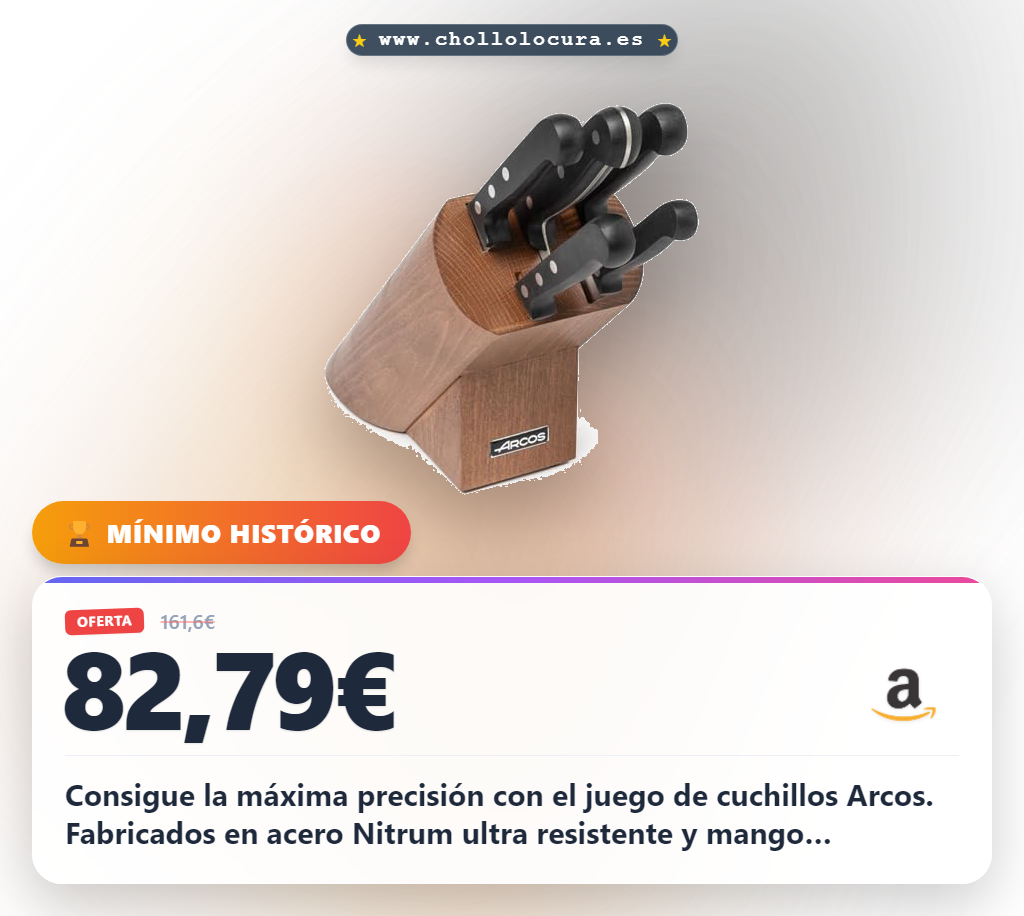 Consigue el juego de cuchillos Arcos 5 piezas en acero Nitrum y madera al mejor precio