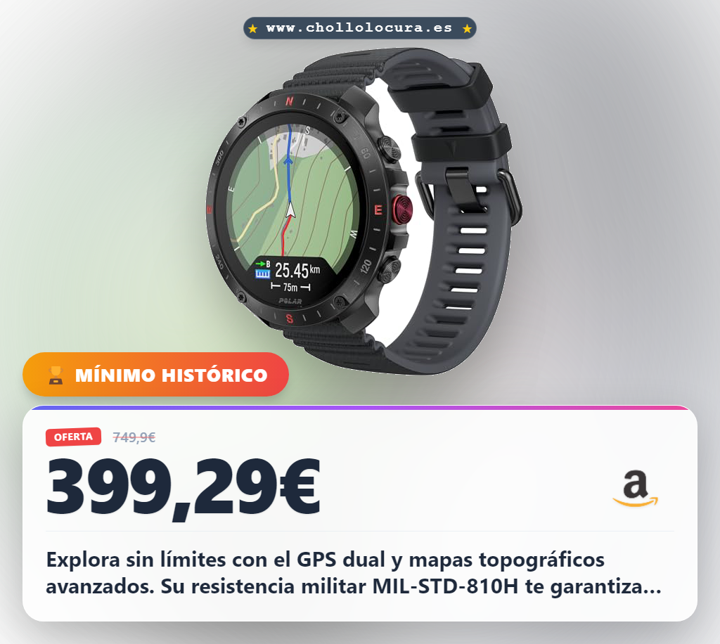 Consigue el reloj Polar Grit X2 Pro con GPS y biosensores para rutas avanzadas en oferta