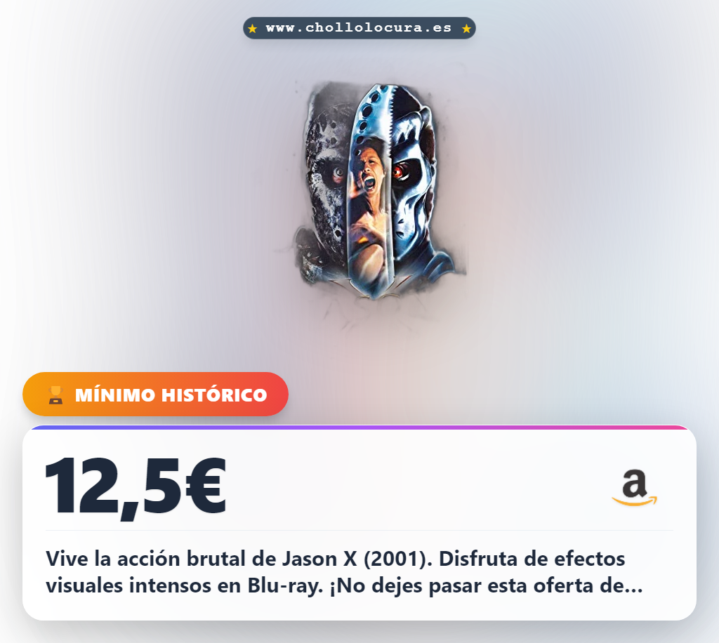 Vive la acción brutal de Jason X (2001). Disfruta de efectos visuales intensos en Blu-ray. ¡No dejes pasar esta oferta de terror! Consigue la tuya antes de que se agote.