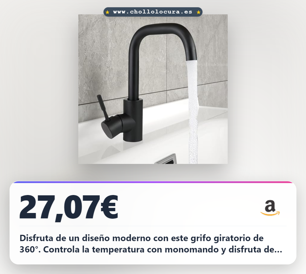 Aprovecha el grifo de lavabo Mursche 360° giratorio en negro mate y ahorro de agua al mejor precio