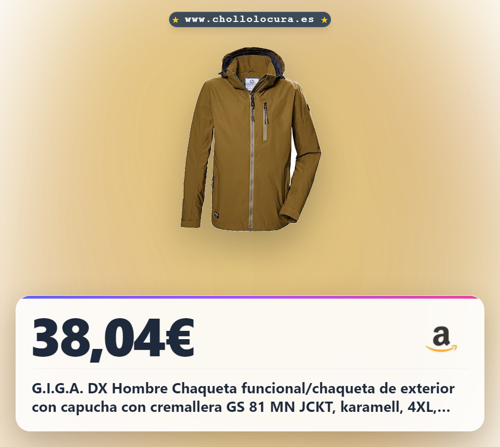 G.I.G.A. DX Hombre Chaqueta funcional/chaqueta de exterior con capucha con cremallera GS 81 MN JCKT, karamell, 4XL, 42709-000
