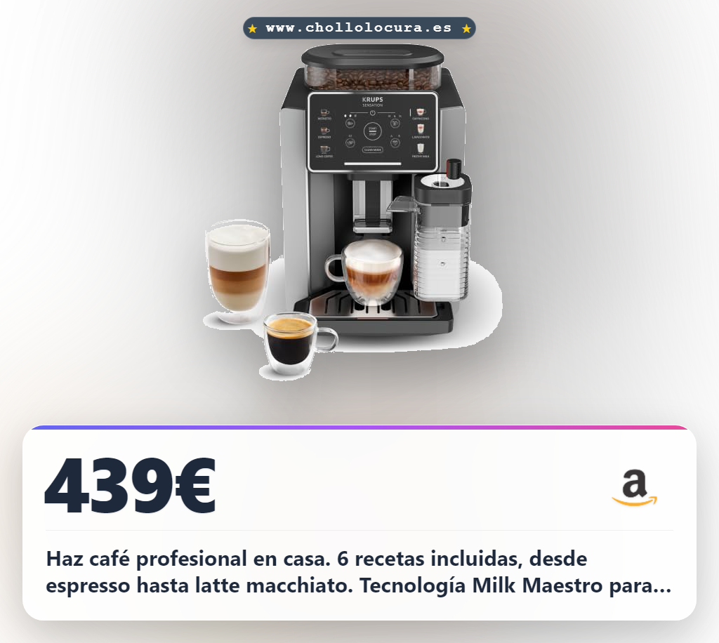 Krups Sensation Milk, Cafetera superautomática, 6 Bebidas a Base de Café y Café con Leche, Tecnología Milk Maestro, Jarra de leche integrada, Fácil de Usar, Plateada y negra, EA912E10