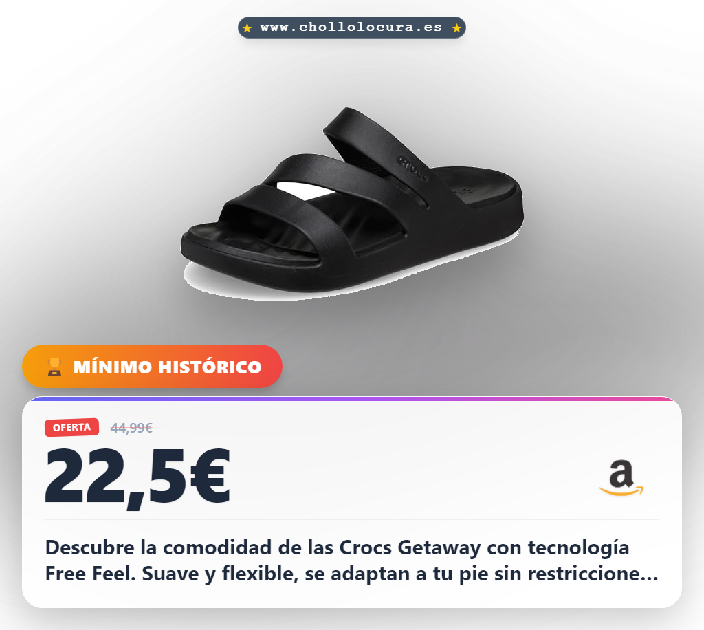 Aprovecha las sandalias Crocs Getaway Strappy negras talla 38/39 EU con tecnología Free Feel