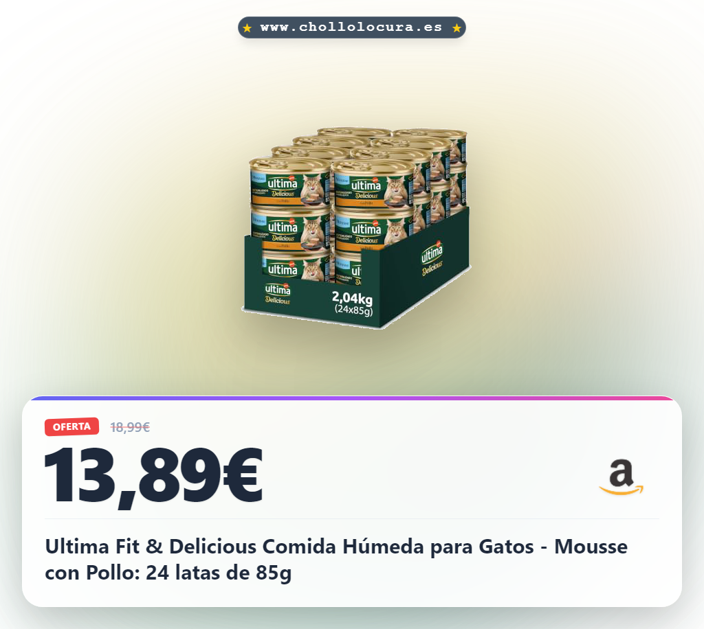 Ultima Fit & Delicious Comida Húmeda para Gatos - Mousse con Pollo: 24 latas de 85g