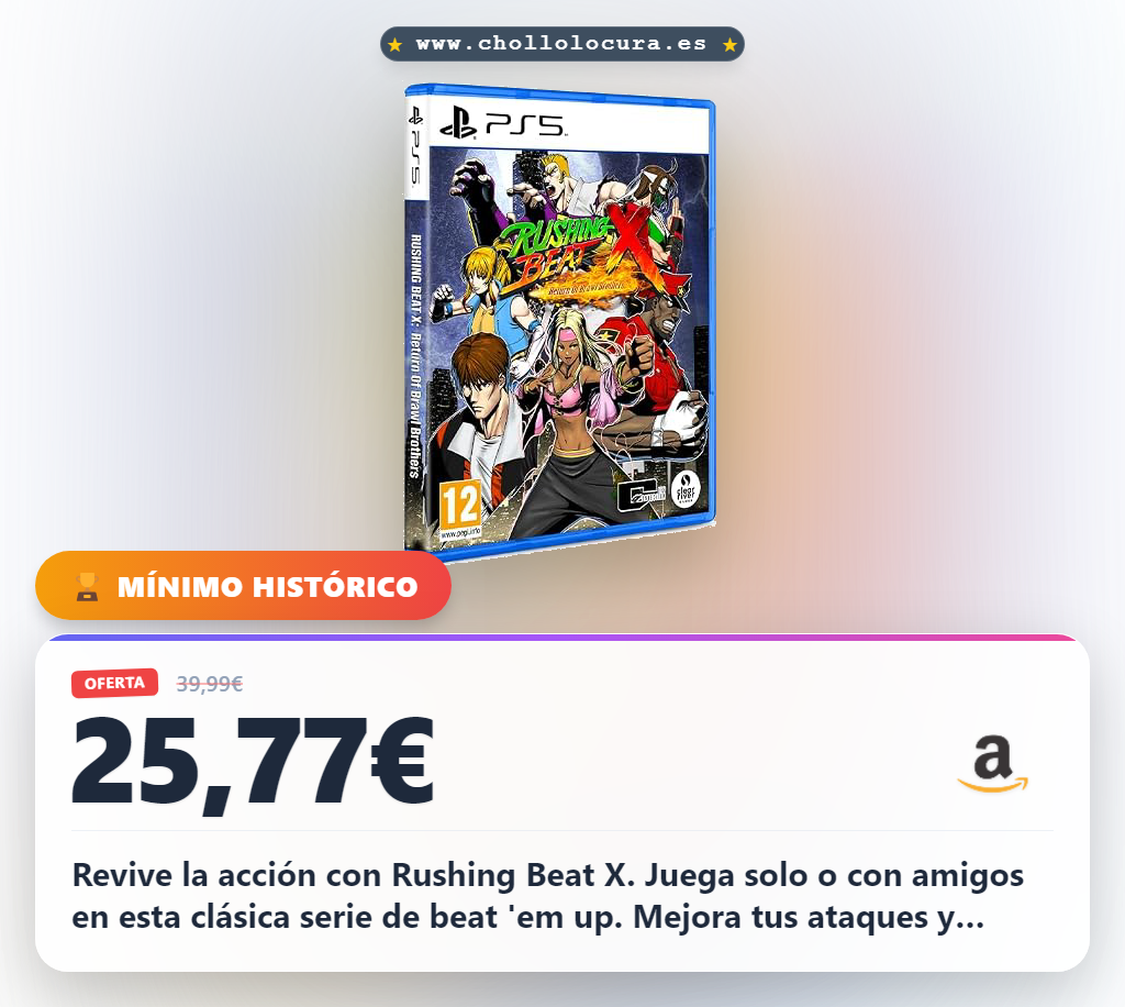 Aprovecha Rushing Beat X para PS5: el regreso de los Brawl Brothers con medidor de ira en oferta histórica