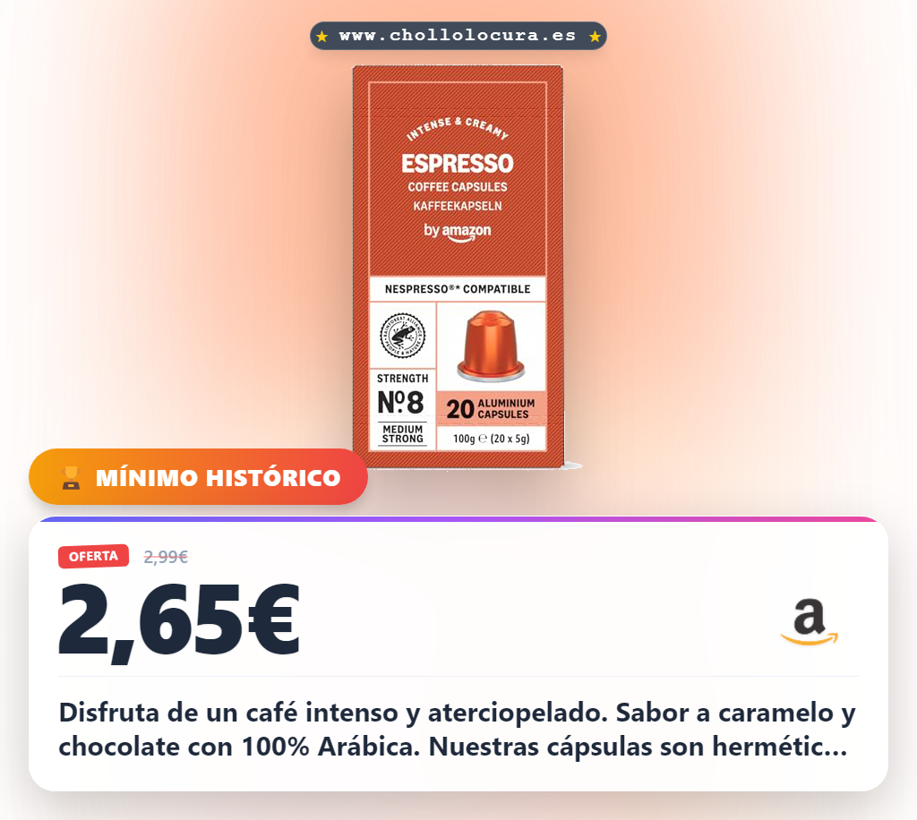 Aprovecha estas cápsulas Nespresso de café Arábica tostado en España con certificación Rainforest Alliance