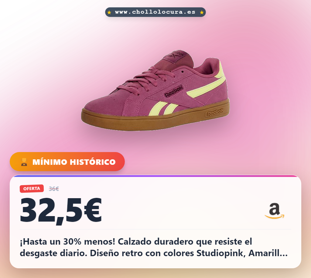Reebok Zapatillas Retro Court para Mujer, Studiopink, Amarillo, Negro, Talla 40 EU, Studiopink Yellowhaze Blackcherry, 40 EU