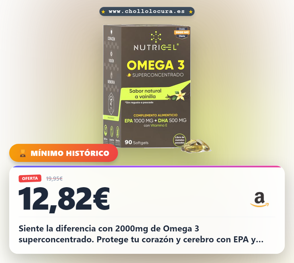 Consigue Omega 3 superconcentrado 2000mg EPA y DHA en blíster. Sabor vainilla al mejor precio