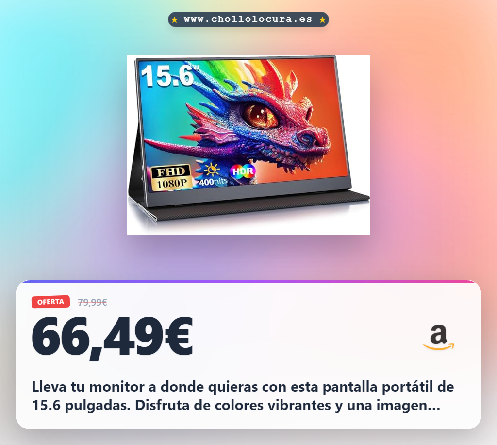 Consigue el monitor portátil IPS 15.6 pulgadas FHD para juegos y trabajo al mejor precio de oferta